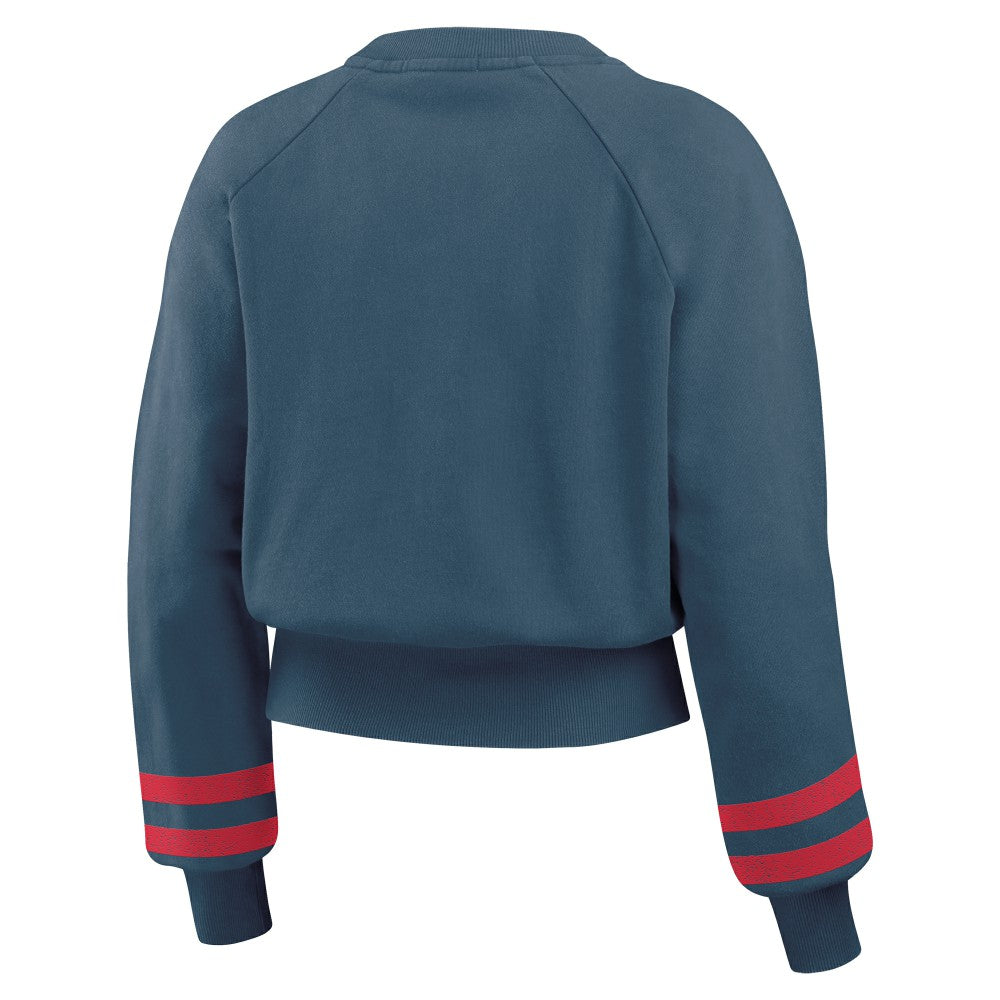 Cleveland Guardians WEAR by Erin Andrews Women's Vintage Washed Cropped Pullover Sweatshirt Sale