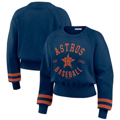 Houston Astros WEAR by Erin Andrews Women's Vintage Washed Cropped Pullover Sweatshirt Discount