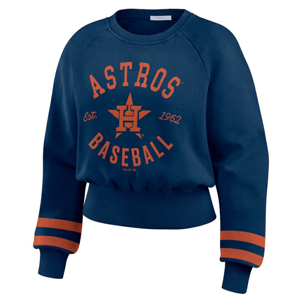 Houston Astros WEAR by Erin Andrews Women's Vintage Washed Cropped Pullover Sweatshirt Discount