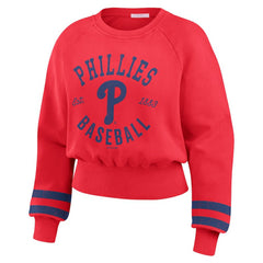 Philadelphia Phillies WEAR by Erin Andrews Women's Vintage Washed Cropped Pullover Sweatshirt Sale