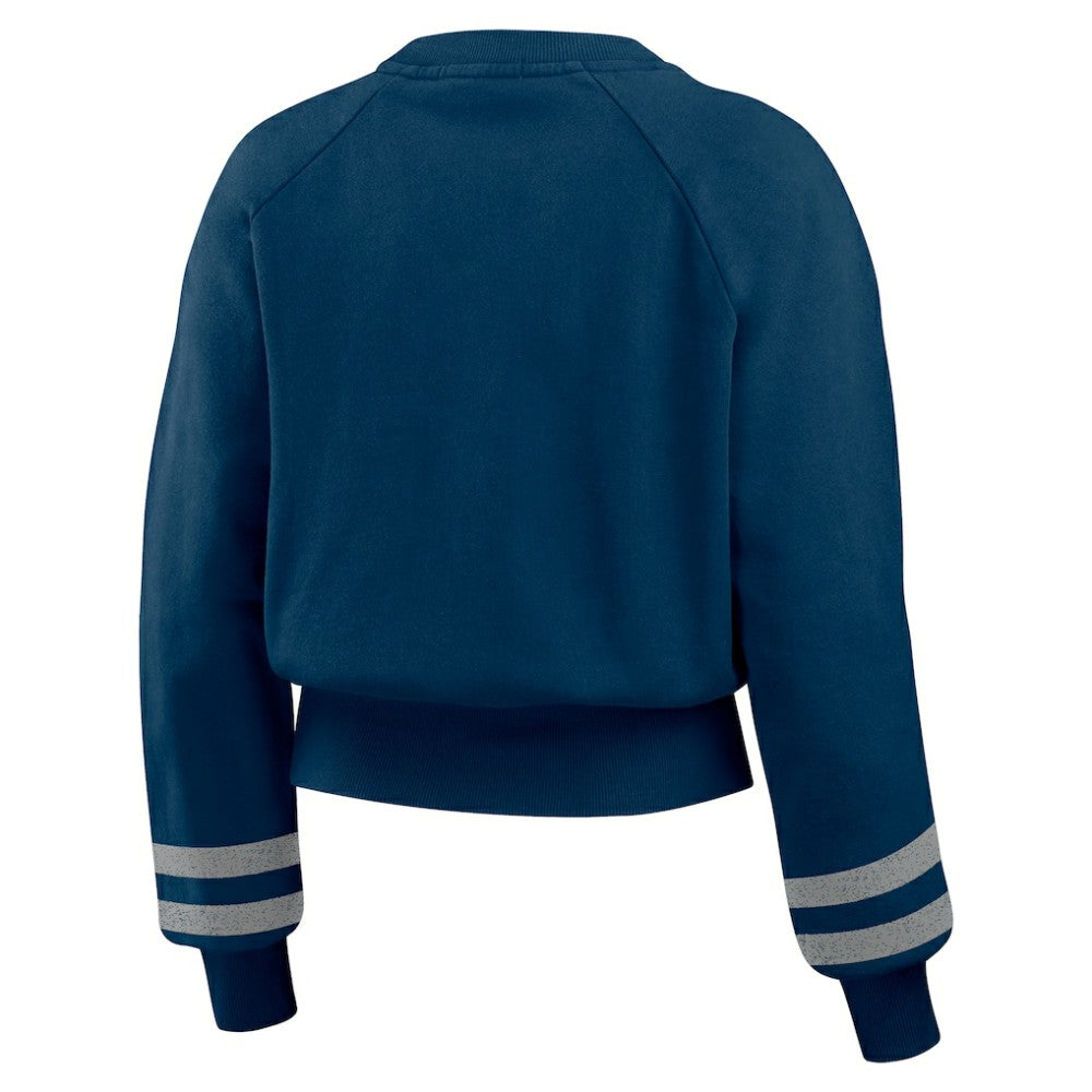 New York Yankees WEAR by Erin Andrews Women's Vintage Washed Cropped Pullover Sweatshirt Sale