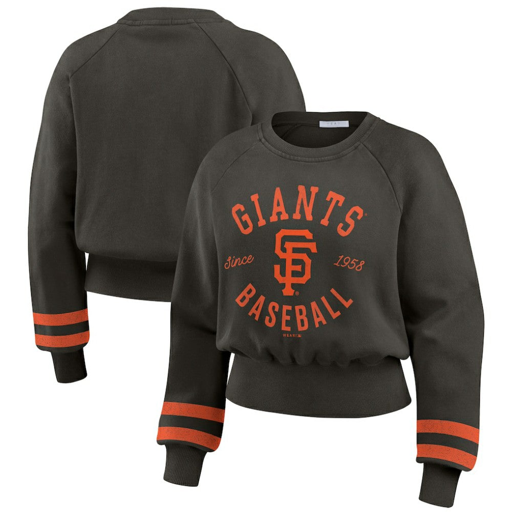 San Francisco Giants WEAR by Erin Andrews Women's Vintage Washed Cropped Pullover Sweatshirt Sale