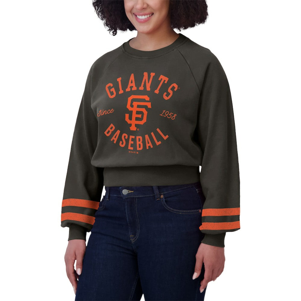 San Francisco Giants WEAR by Erin Andrews Women's Vintage Washed Cropped Pullover Sweatshirt Sale