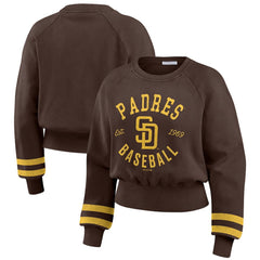 San Diego Padres WEAR by Erin Andrews Women's Vintage Washed Cropped Pullover Sweatshirt Online