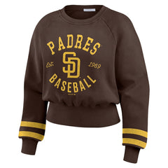 San Diego Padres WEAR by Erin Andrews Women's Vintage Washed Cropped Pullover Sweatshirt Online