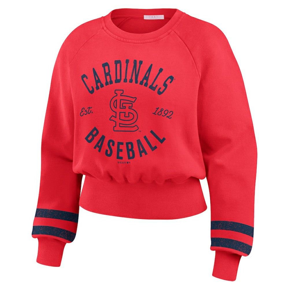 St. Louis Cardinals WEAR by Erin Andrews Women's Vintage Washed Cropped Pullover Sweatshirt Online