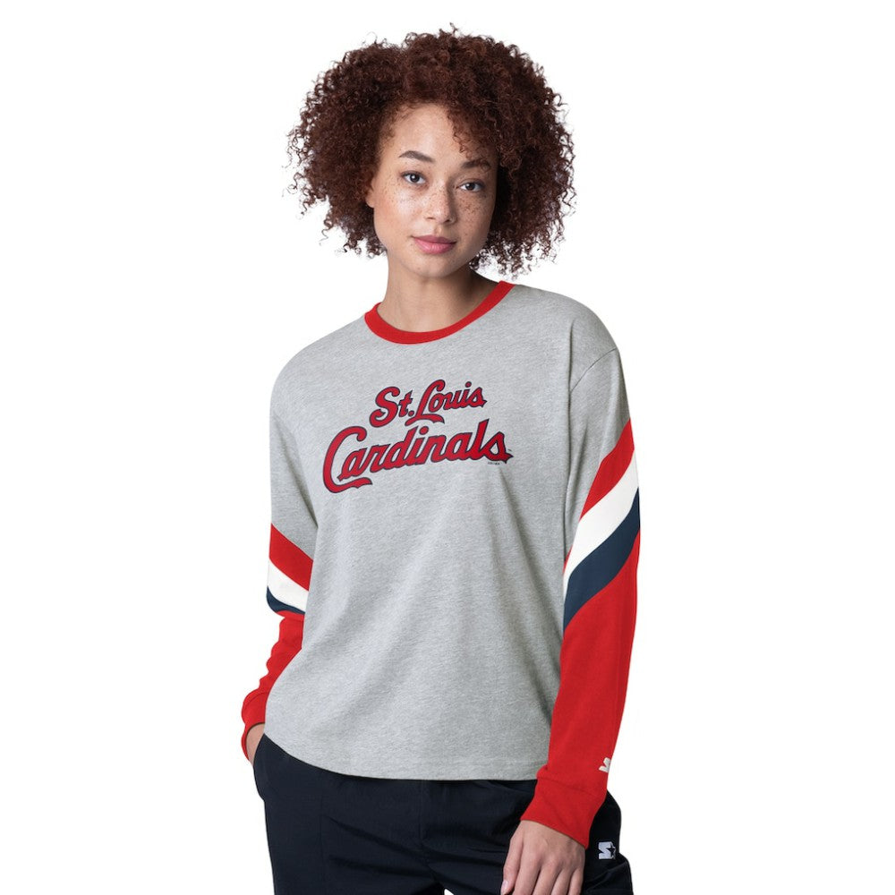 St. Louis Cardinals Starter Women's Triple A Fashion Color Block Long Sleeve Top Sale