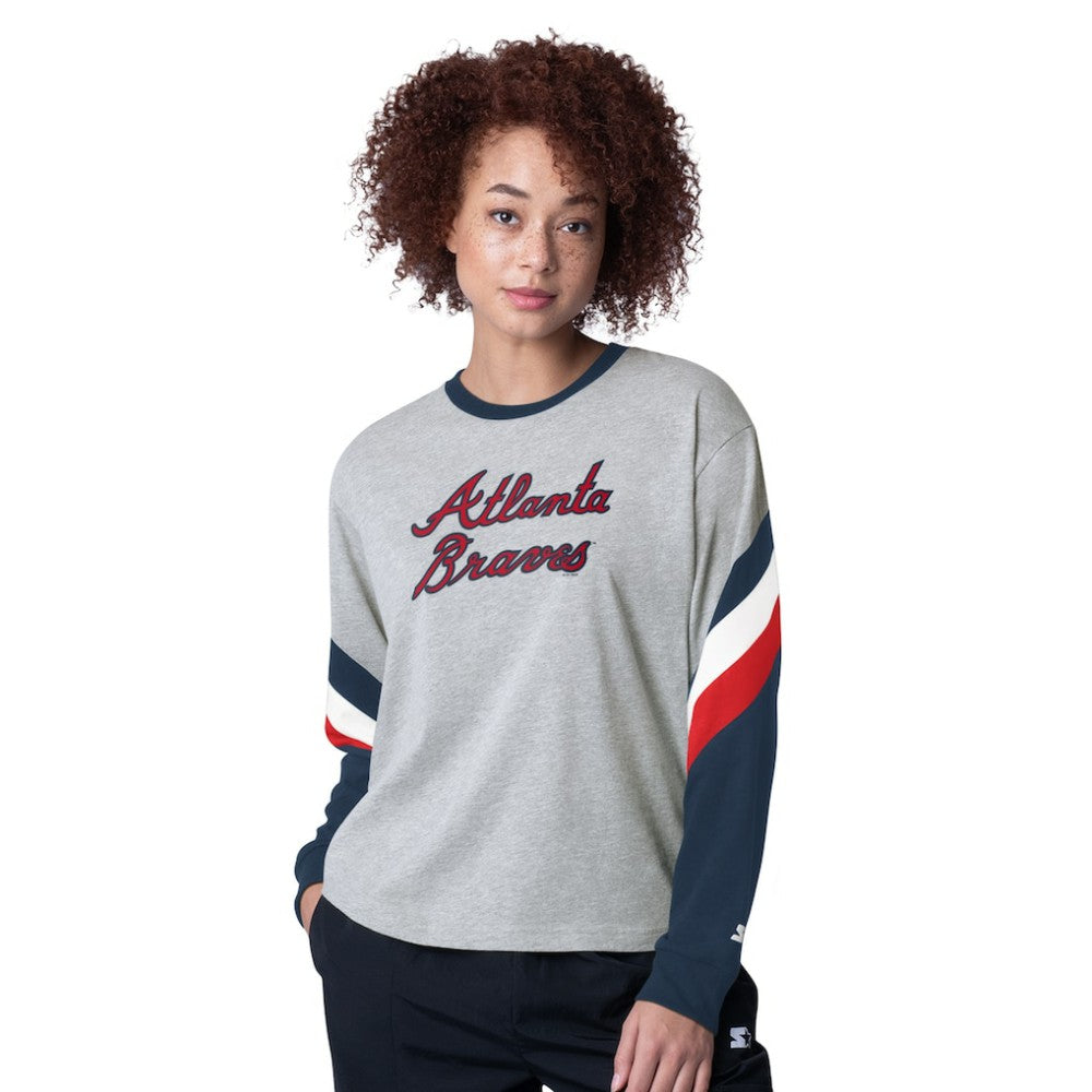 Atlanta Braves Starter Women's Triple A Fashion Color Block Long Sleeve Top Online