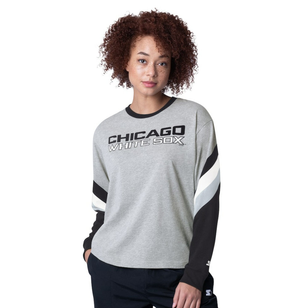 Chicago White Sox Starter Women's Triple A Fashion Color Block Long Sleeve Top Discount