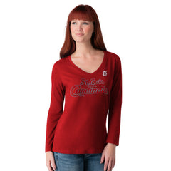 St. Louis Cardinals G-III 4Her by Carl Banks Women's Post Season Long Sleeve V-Neck T-Shirt Online