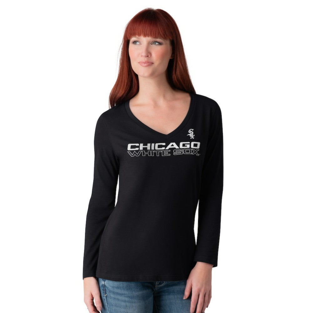 Chicago White Sox G-III 4Her by Carl Banks Women's Post Season Long Sleeve V-Neck T-Shirt Online
