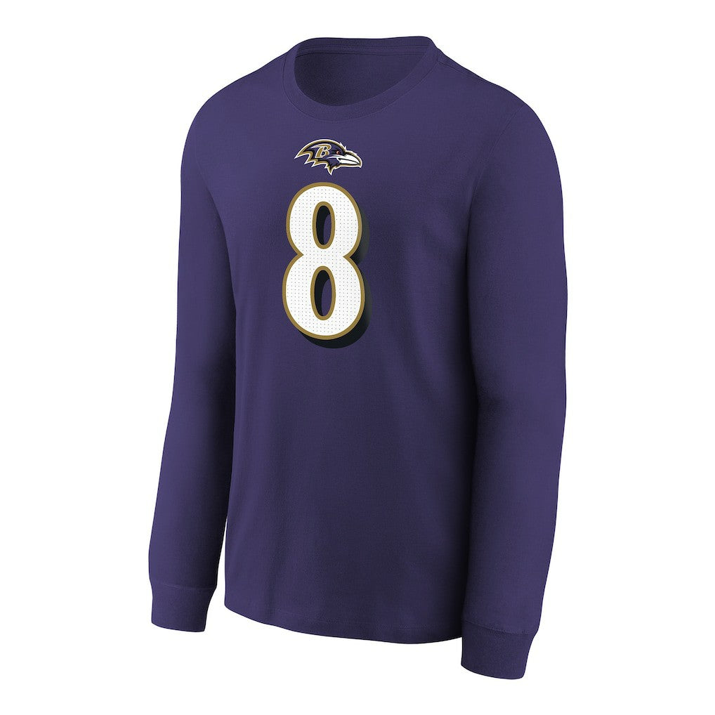 Lamar Jackson Baltimore Ravens Youth Player Name & Number Long Sleeve T-Shirt - Purple - Nike