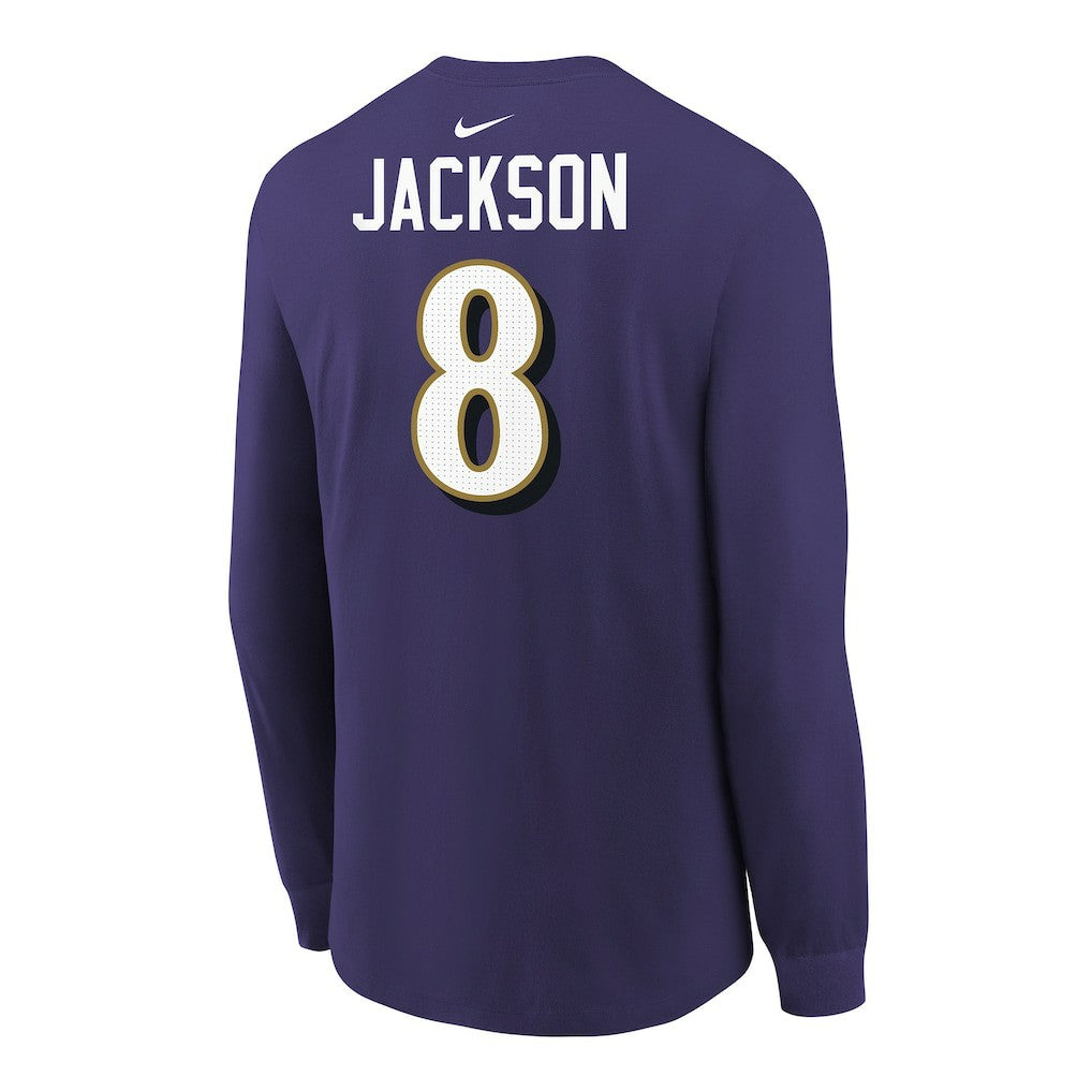 Lamar Jackson Baltimore Ravens Youth Player Name & Number Long Sleeve T-Shirt - Purple - Nike