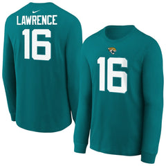 Trevor Lawrence Jacksonville Jaguars Youth Player Name & Number Long Sleeve T-Shirt - Teal - Nike