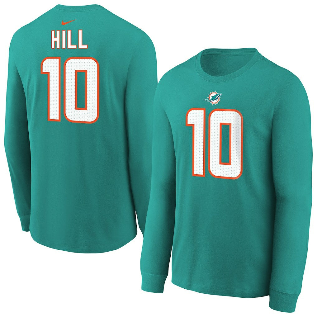 Tyreek Hill Miami Dolphins Youth Player Name & Number Long Sleeve T-Shirt - Aqua - Nike