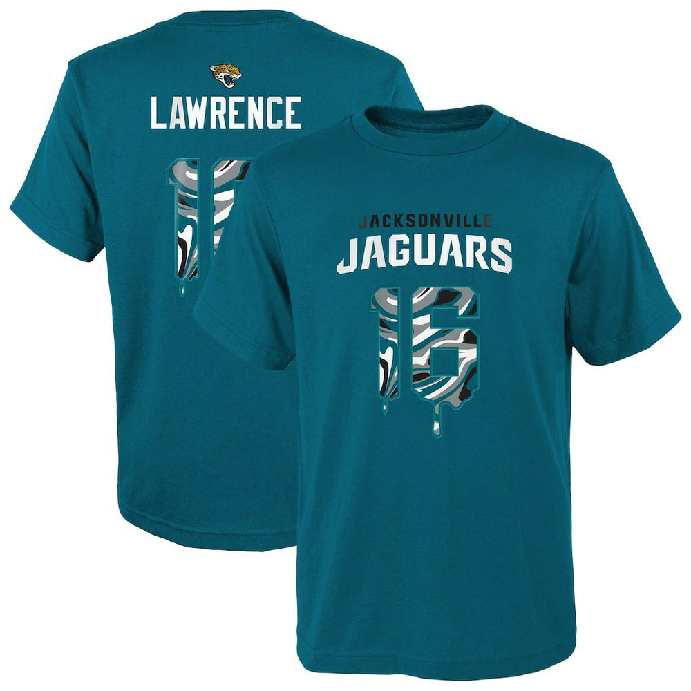 Trevor Lawrence Jacksonville Jaguars Youth Mainliner Drip Player Name & Number T-Shirt - Teal - NFL