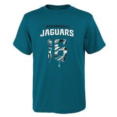 Trevor Lawrence Jacksonville Jaguars Youth Mainliner Drip Player Name & Number T-Shirt - Teal - NFL