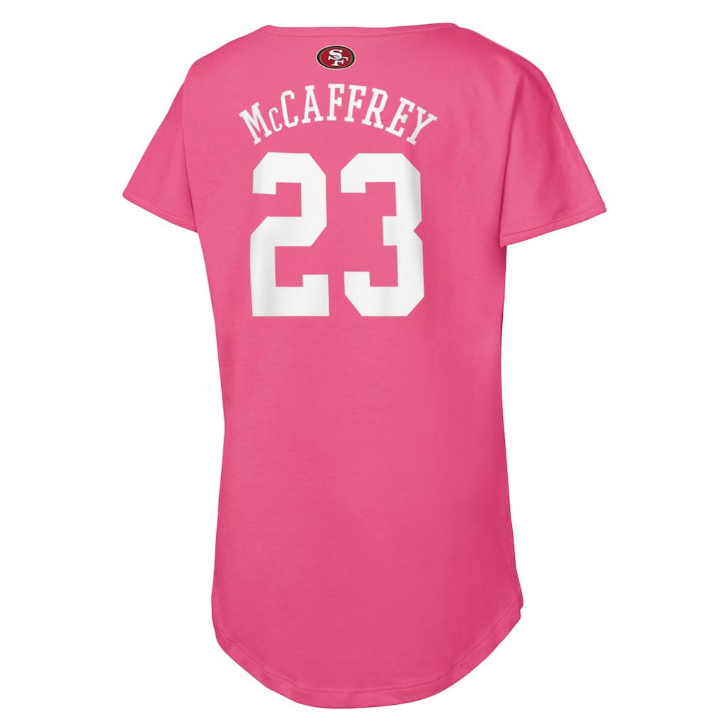 Christian McCaffrey San Francisco 49ers Girls Youth Player Name & Number T-Shirt - Pink - NFL