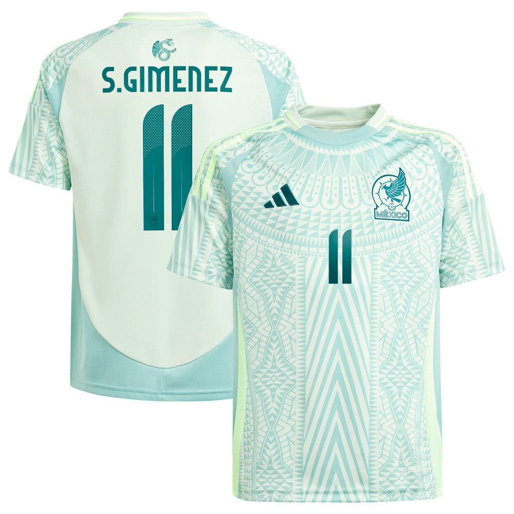 Adidas - Santiago Giménez Mexico National Team Youth 2024 Away Replica Player Jersey - Green