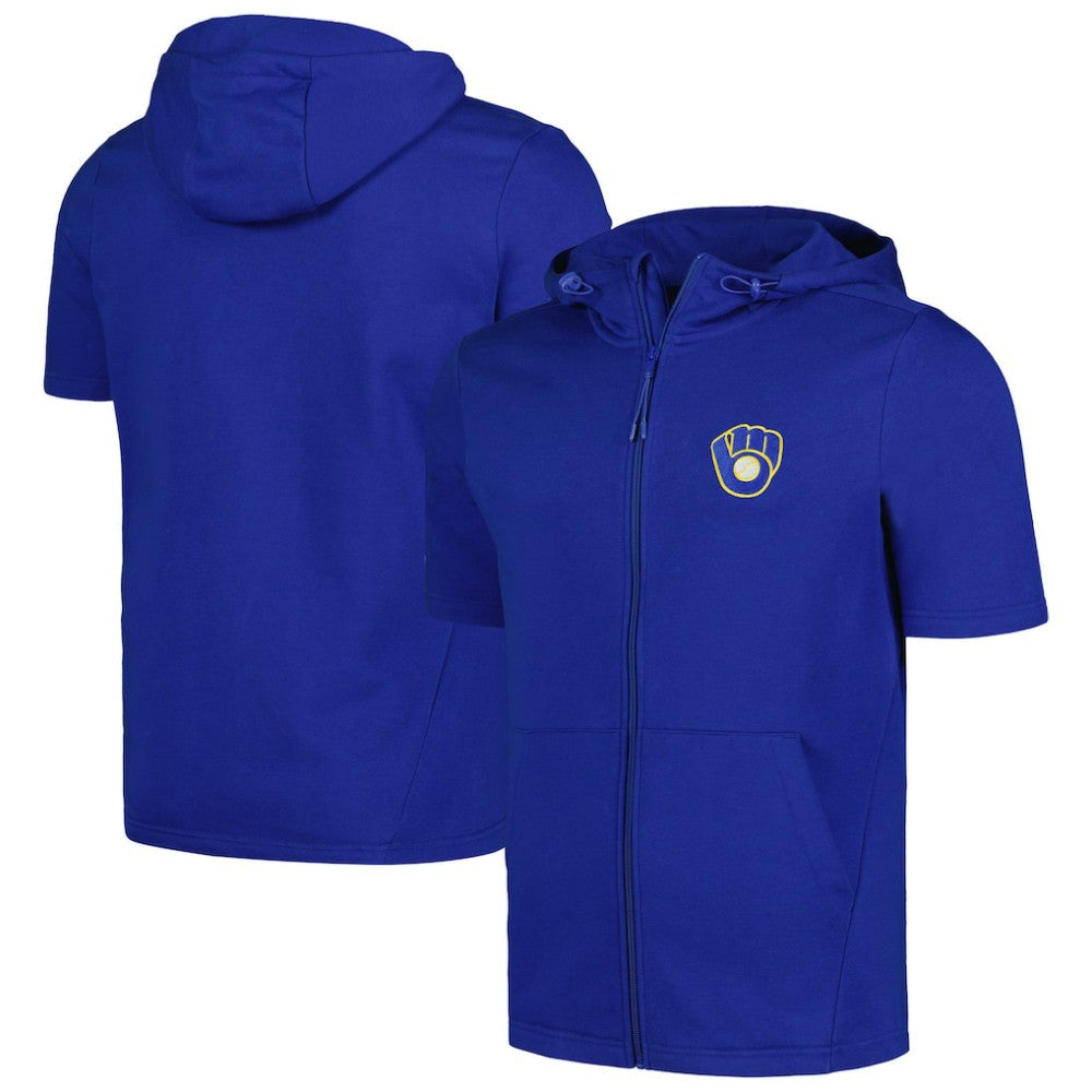 Milwaukee Brewers Levelwear Recruit Short Sleeve Full-Zip Hoodie Outlet