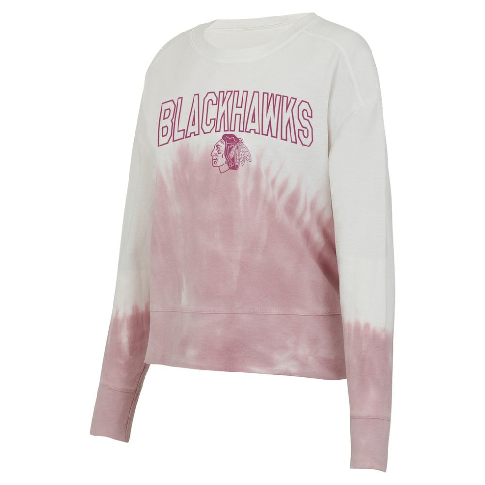 Chicago Blackhawks Concepts Sport Women's Orchard Tie-Dye Long Sleeve Top - Pink/White | NHL Clearance
