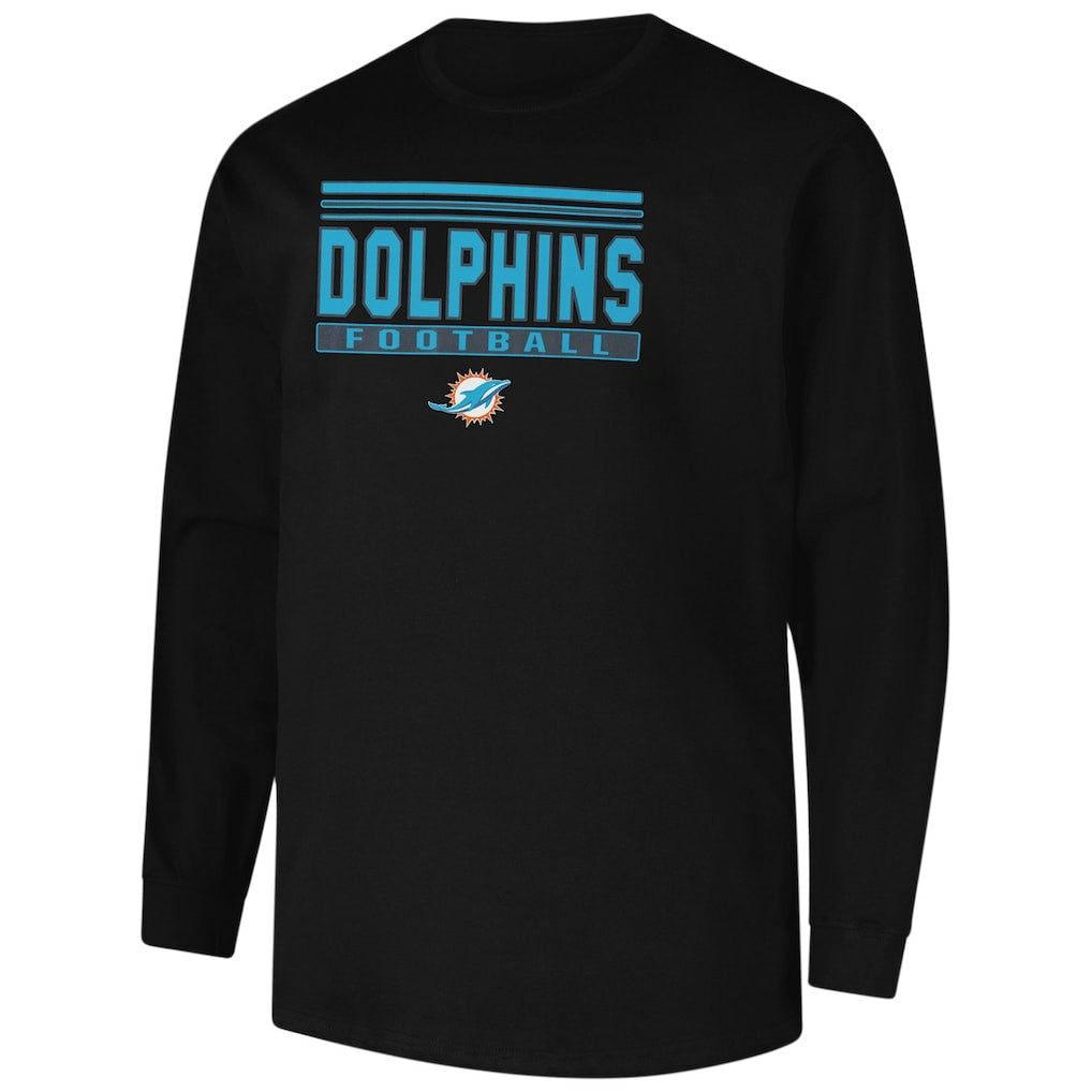 Miami Dolphins Profile Big & Tall Pop Long Sleeve T-Shirt - Black - NFL