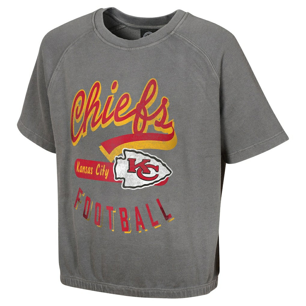 Kansas City Chiefs Women's Mineral Wash Short Sleeve Top - Gray - NFL