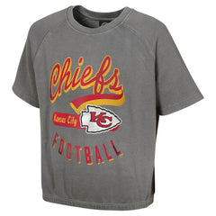 Kansas City Chiefs Women's Mineral Wash Short Sleeve Top - Gray - NFL