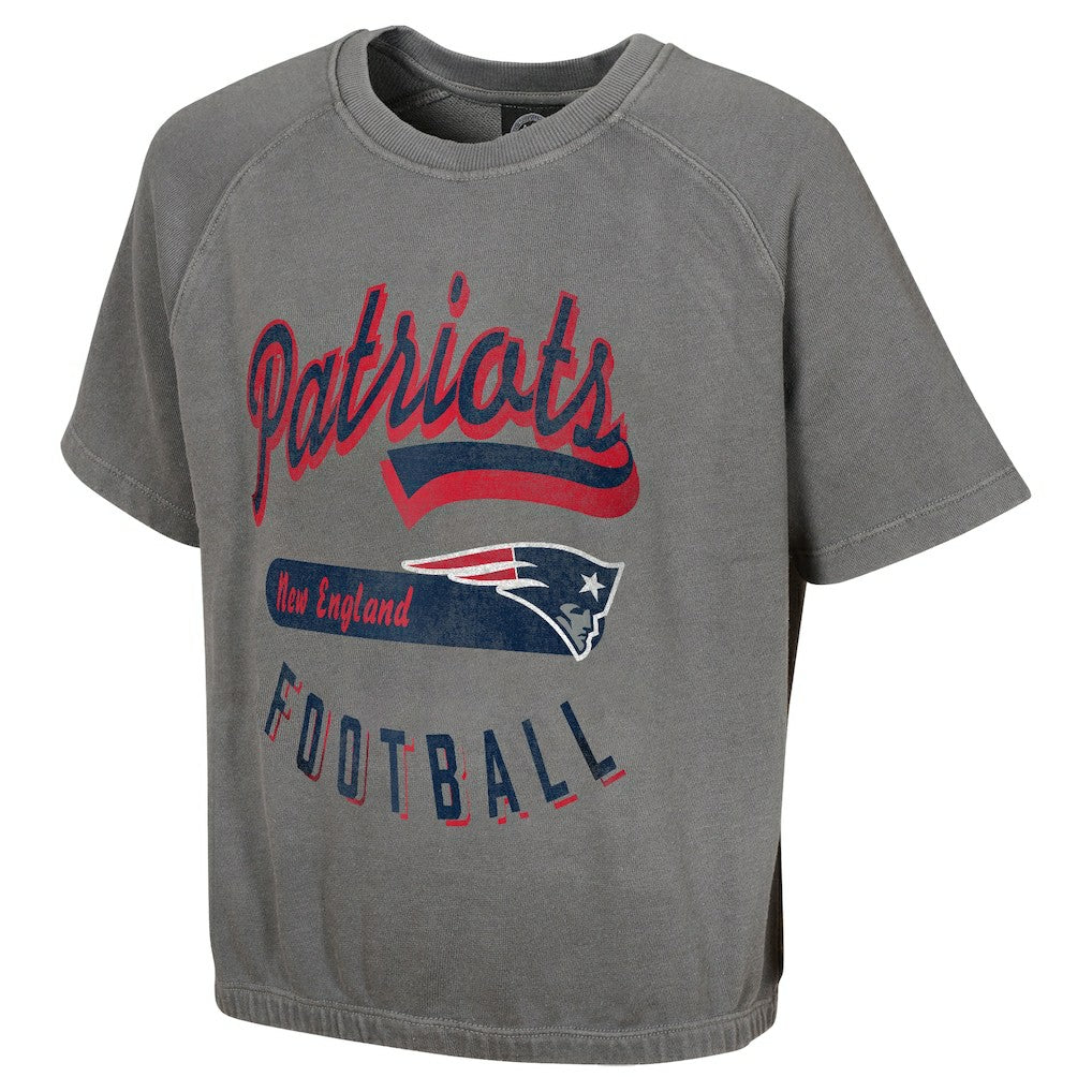 New England Patriots Women's Mineral Wash Short Sleeve Top - Gray - NFL