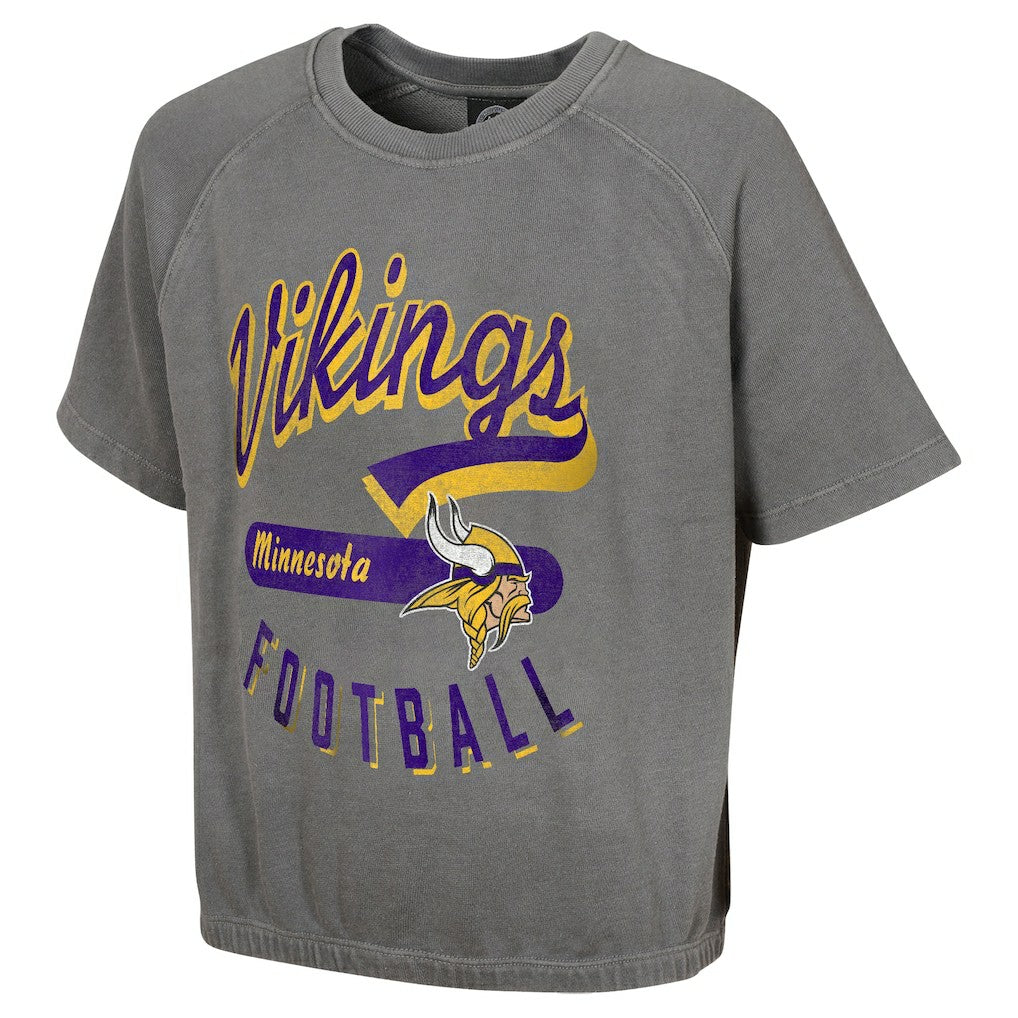 Minnesota Vikings Women's Mineral Wash Short Sleeve Top - Gray - NFL