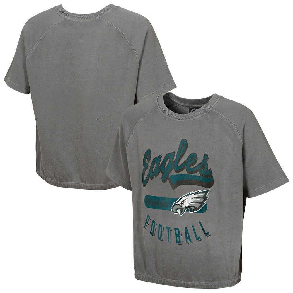 Philadelphia Eagles Women's Mineral Wash Short Sleeve Top - Gray - NFL