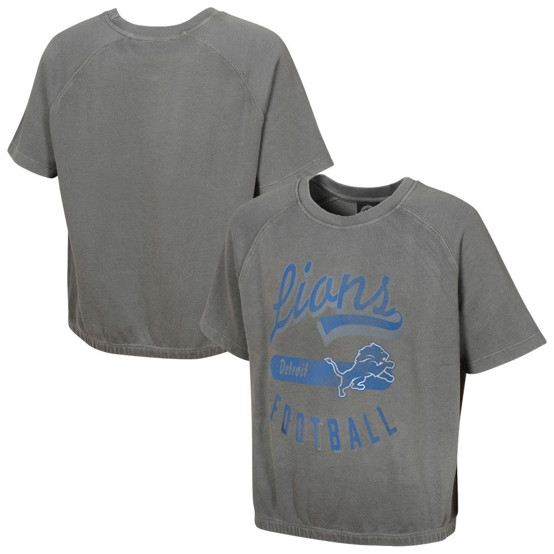 Detroit Lions Women's Mineral Wash Short Sleeve Top - Gray - NFL
