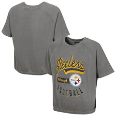 Pittsburgh Steelers Women's Mineral Wash Short Sleeve Top - Gray - NFL