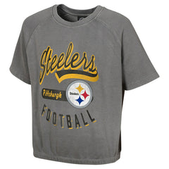 Pittsburgh Steelers Women's Mineral Wash Short Sleeve Top - Gray - NFL