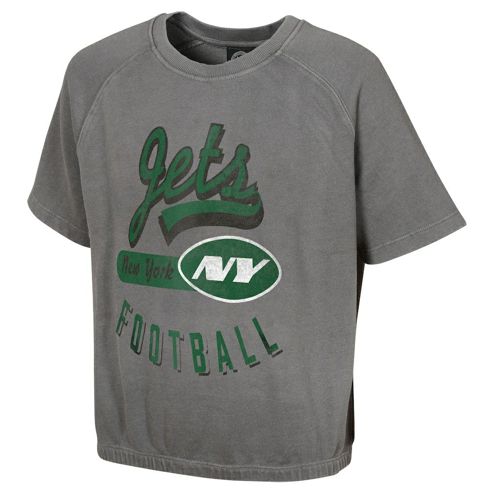 New York Jets Women's Mineral Wash Short Sleeve Top - Gray - NFL