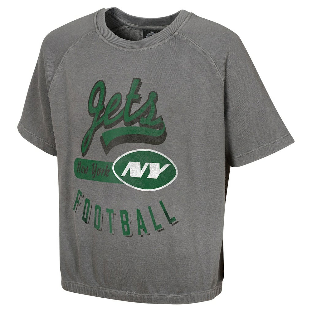 New York Jets Women's Mineral Wash Short Sleeve Top - Gray - NFL