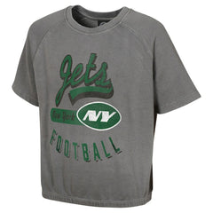 New York Jets Women's Mineral Wash Short Sleeve Top - Gray - NFL