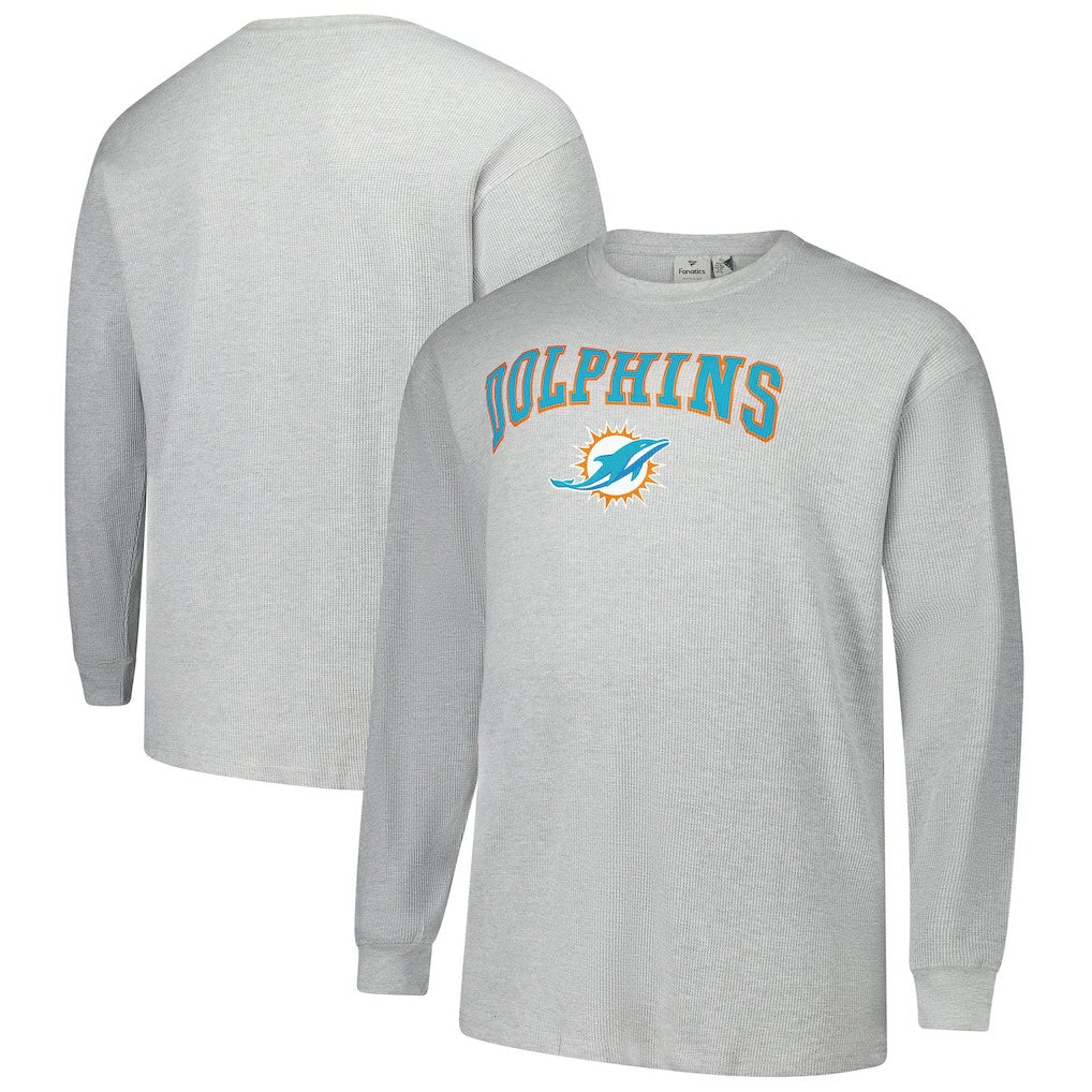 Miami Dolphins Big & Tall Thermal Long Sleeve T-Shirt - Heather Gray - Fanatics