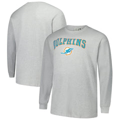 Miami Dolphins Big & Tall Thermal Long Sleeve T-Shirt - Heather Gray - Fanatics