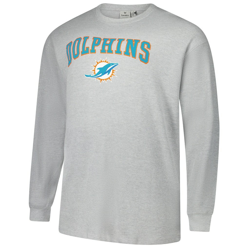 Miami Dolphins Big & Tall Thermal Long Sleeve T-Shirt - Heather Gray - Fanatics