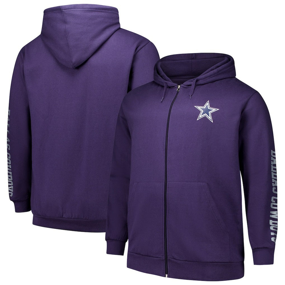 Dallas Cowboys Big & Tall Sleeve Hit Full-Zip Hoodie - Purple - Fanatics