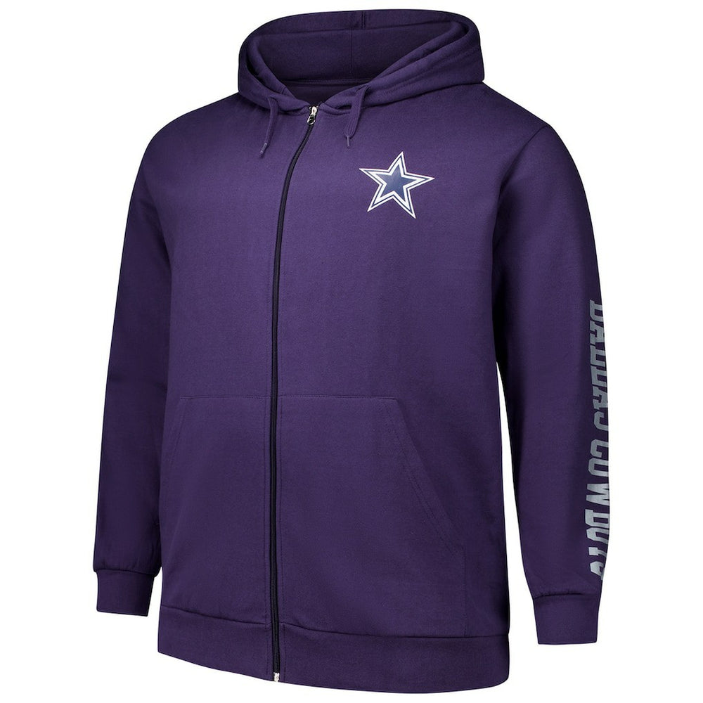 Dallas Cowboys Big & Tall Sleeve Hit Full-Zip Hoodie - Purple - Fanatics