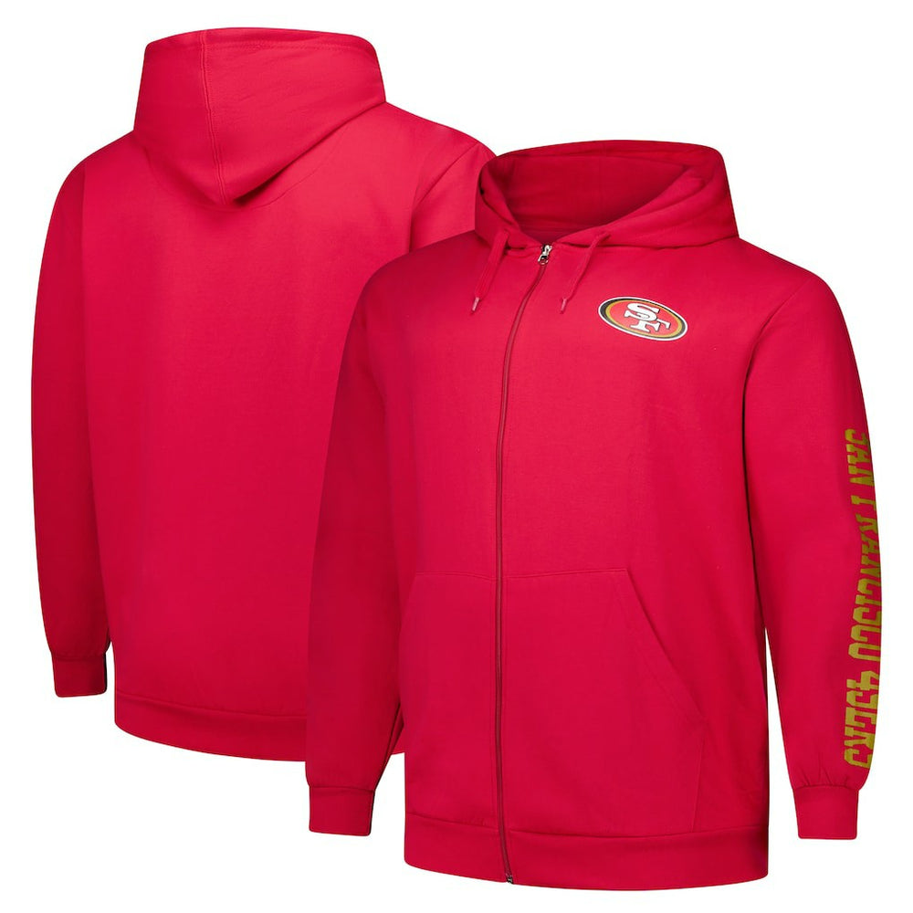 San Francisco 49ers Big & Tall Sleeve Hit Full-Zip Hoodie - Scarlet - Fanatics