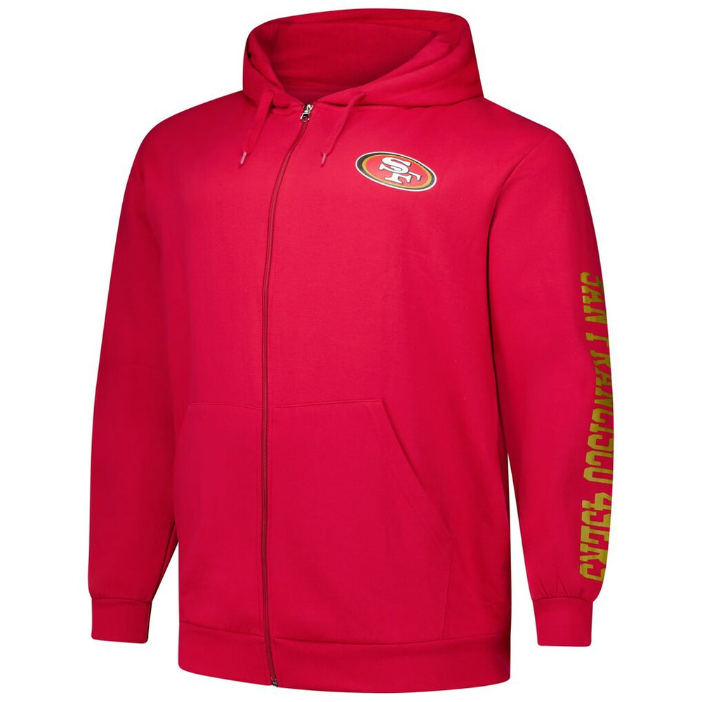 San Francisco 49ers Big & Tall Sleeve Hit Full-Zip Hoodie - Scarlet - Fanatics
