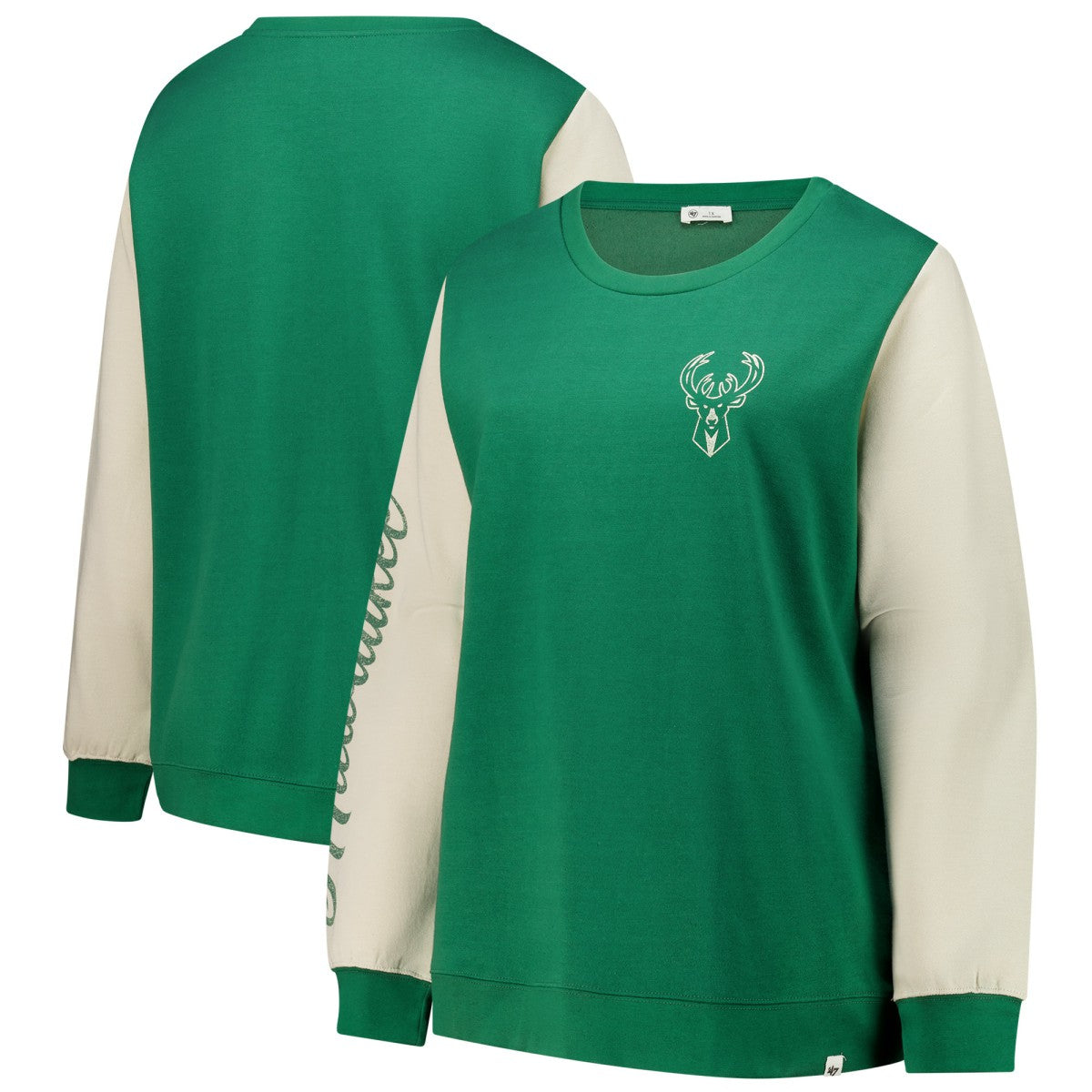 47 brand Milwaukee Bucks '47 Women's Plus Size Oversized Rise Andie Pullover Sweatshirt Hunter Green