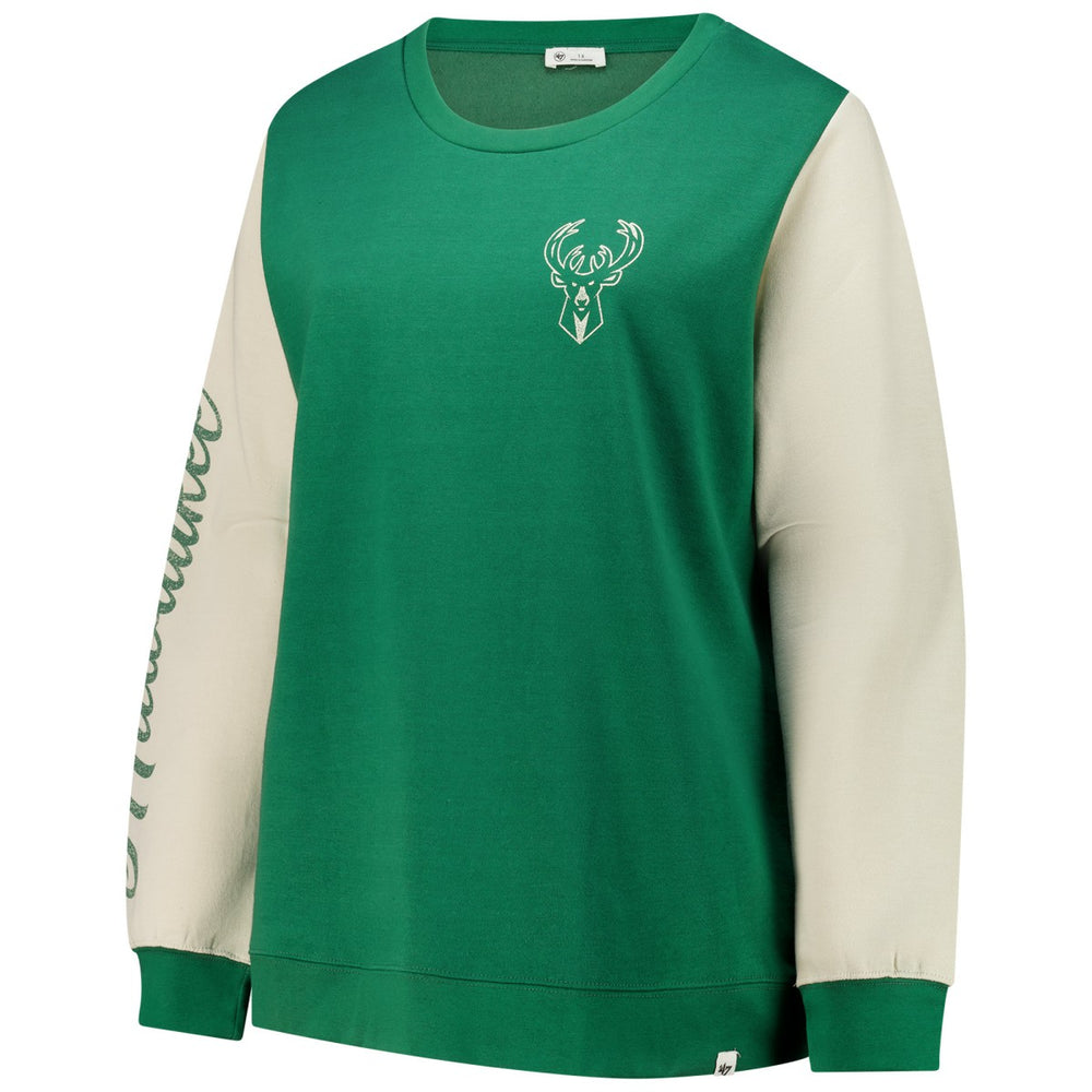 47 brand Milwaukee Bucks '47 Women's Plus Size Oversized Rise Andie Pullover Sweatshirt Hunter Green