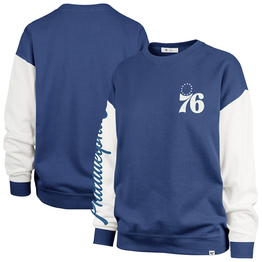 47 brand Philadelphia 76ers '47 Women's Plus Size Oversized Rise Andie Pullover Sweatshirt Royal