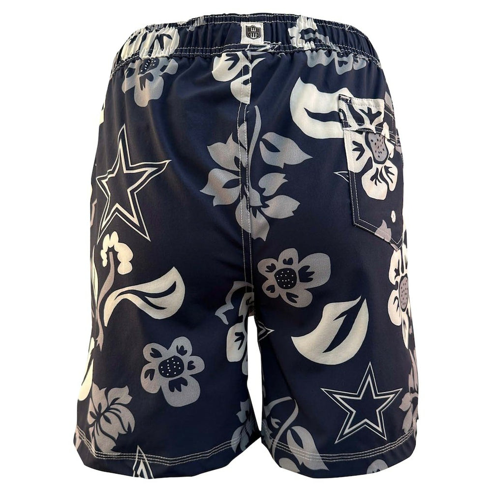Dallas Cowboys Wes & Willy Youth Floral Volley Swim Trunks - Navy - NFL