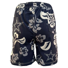 Dallas Cowboys Wes & Willy Youth Floral Volley Swim Trunks - Navy - NFL