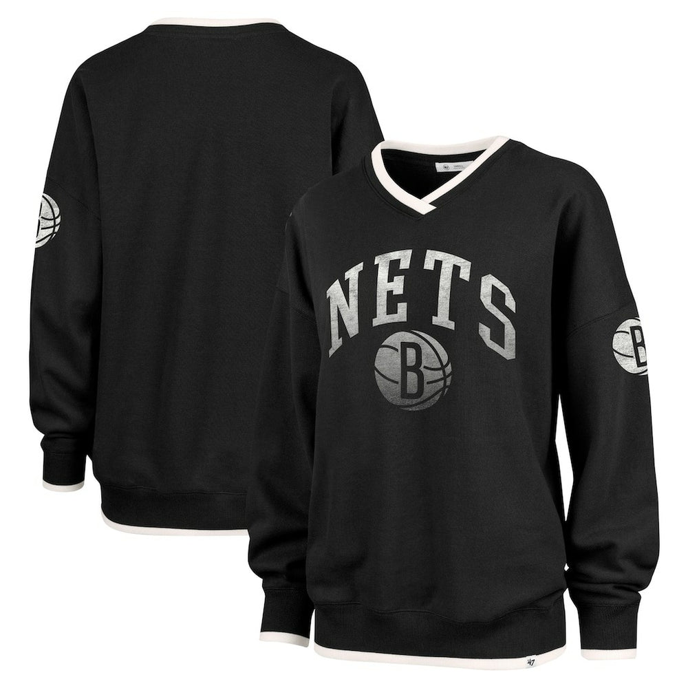 47 brand Brooklyn Nets '47 Women's Rise Wax Pack Daze '80s Oversize Pullover Sweatshirt Black